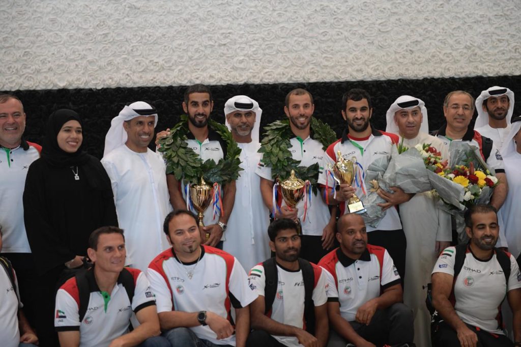 استقبال أبطال بعثة الإمارات الفائزة ببطولة العالم لزوارق الإكس كات